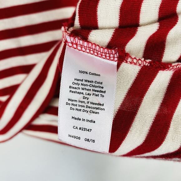 Talbots Size XS Striped Snowflake Embellished T-Shirt Tee Top Red White - Picture 5 of 5